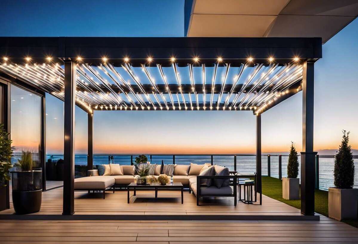 La technologie LED intégrée dans les pergolas en aluminium modernes