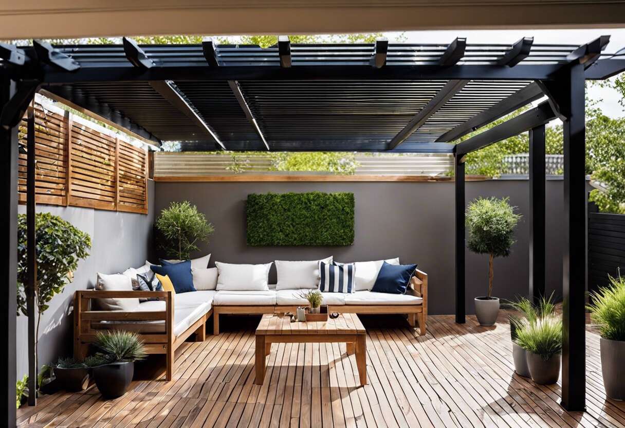 Aménagement sous une pergola aluminium : idées déco tendance