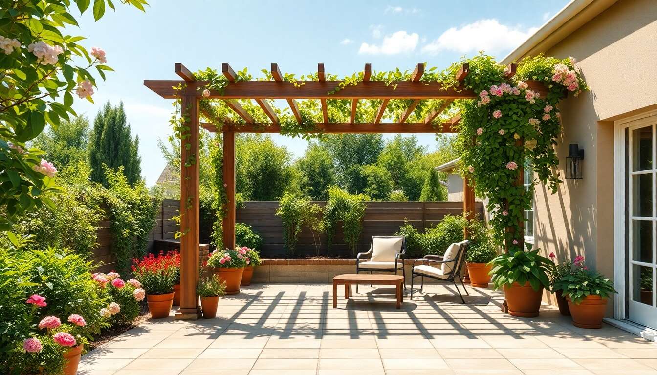 Végétalisation de pergolas autoportantes : astuces et plantes adaptées