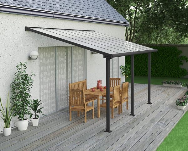 Canopia by Palram Pergola Olympia 12.8 m² en Aluminium Et Polycarbonate, Moderne & Élégante, pour Couvrir Une Terrasse Toute L’année (Gris)
