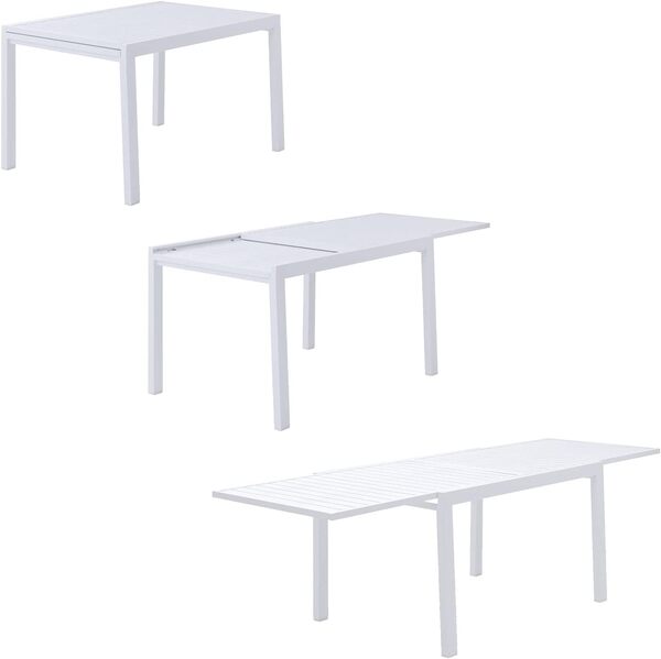 Salon de Jardin Venezia Extensible 132/264 en Aluminium Blanc - 10 Places
