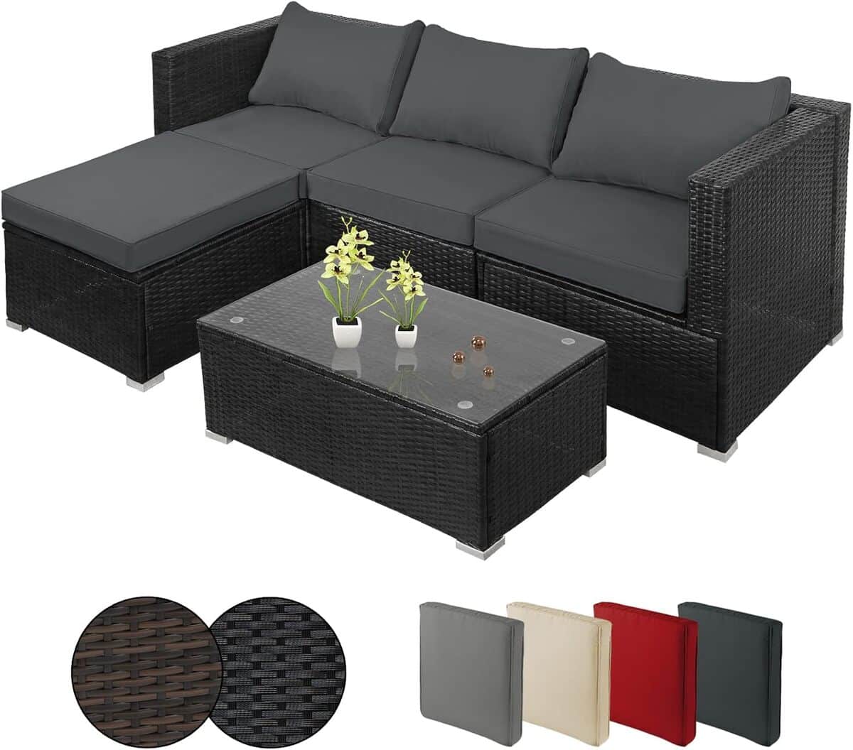Test du salon de jardin Montafox 4 places en résine noir/gris