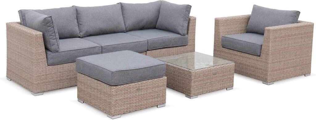 Test du salon de jardin Vinci 5 places d'Alice's Garden : chic et confort en résine tressée