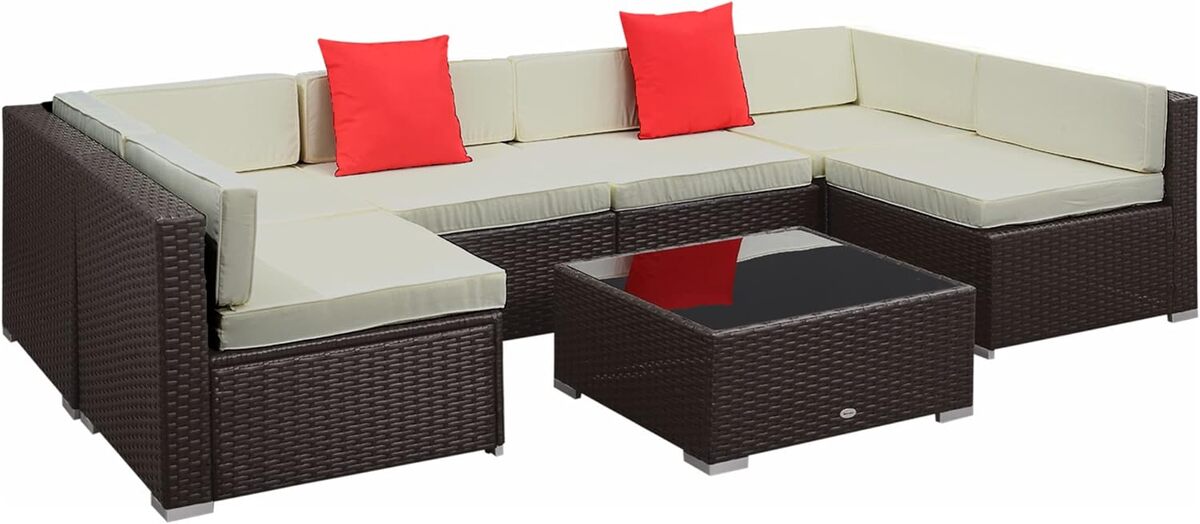Test : salon de jardin modulable Outsunny 7 pièces en résine tressée