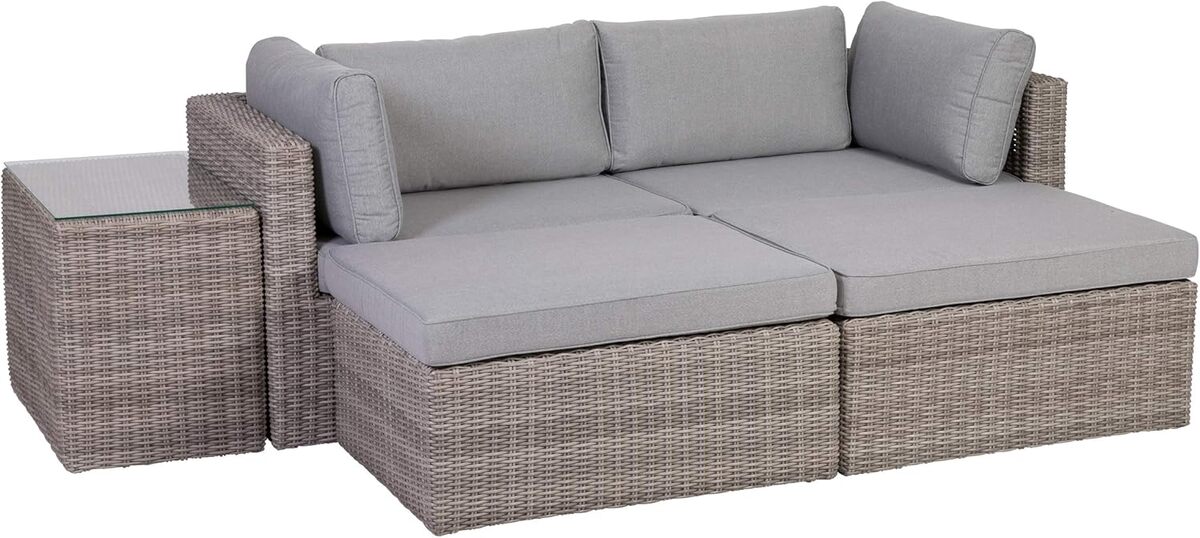Test : salon de jardin modulable Palma greemotion 4 places en résine tressée
