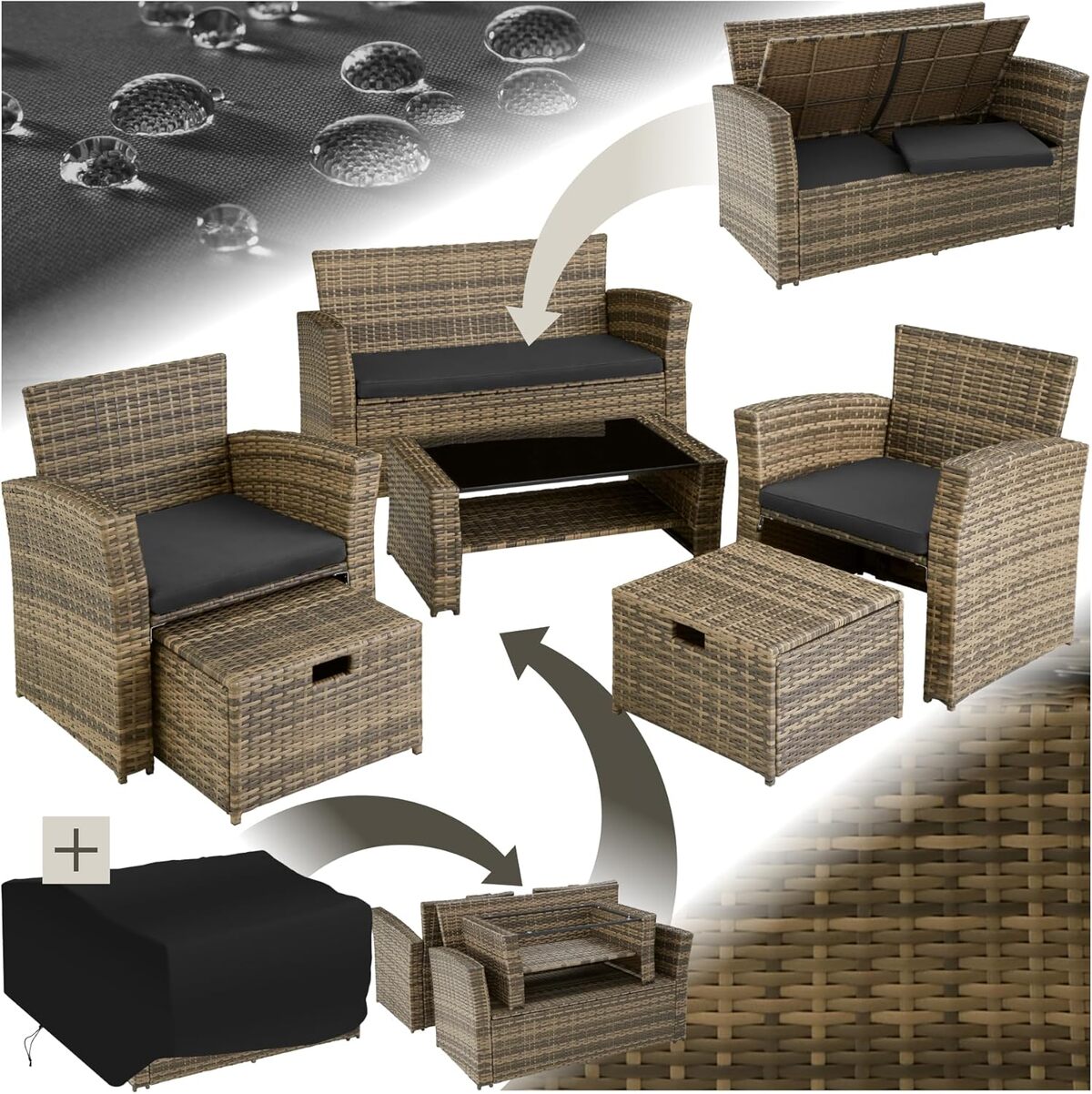 Test : salon de jardin TecTake poly rotin complet