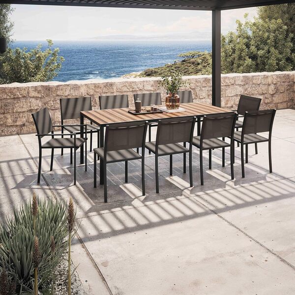 Oviala Salon de Jardin 10 Places, 8 chaises et 2 fauteuils en Aluminium