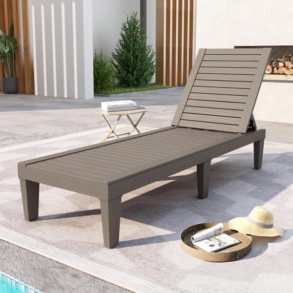 DIMAR GARDEN Chaise longue pour extérieur, chaise longue inclinable et imperméable pour piscine, plage, terrasse (marron)