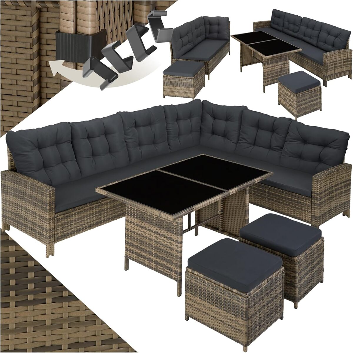 Avis sur le salon de jardin modulable TecTake en rotin