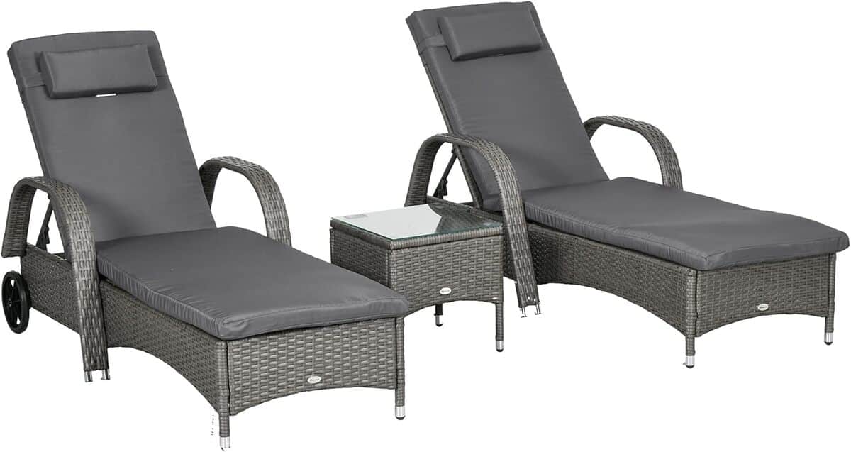 Test : bain de soleil Outsunny set de 3 en poly rotin et métal