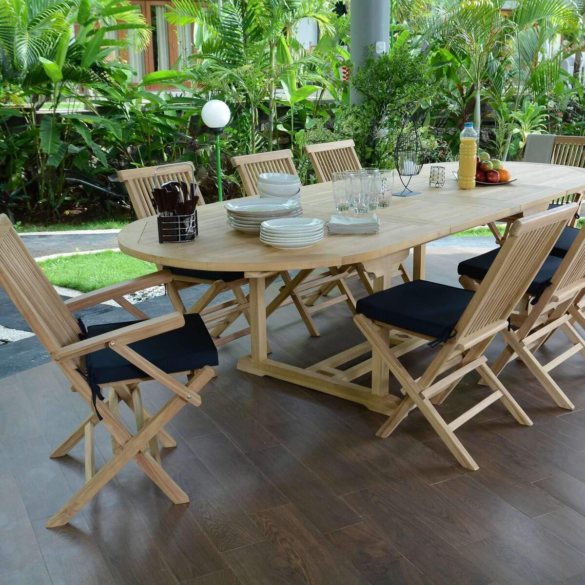 Test du salon de jardin Teck'Attitude Biarritz en teck massif, 8 places
