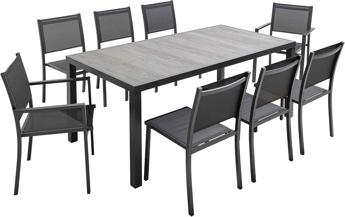 Test : salon de jardin Oviala 8 places en aluminium et céramique
