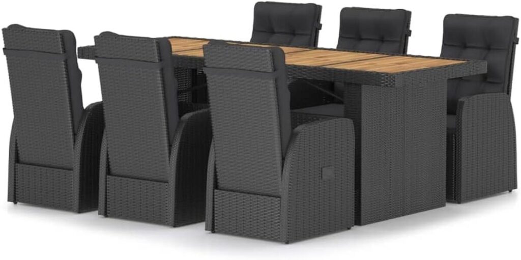 Test : salon de jardin vidaXL 7 pcs en résine tressée noire