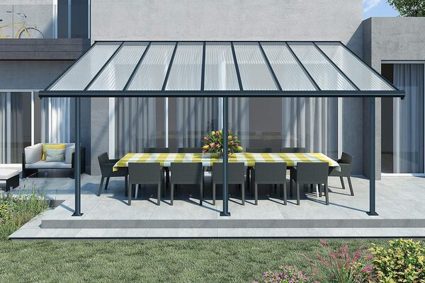 Canopia by Palram Pergola Olympia 16.4 m² en Aluminium Et Polycarbonate, Moderne & Élégante, pour Couvrir Une Terrasse Toute L’année (Gris)