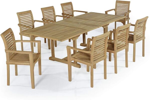 Teck'Attitude Salon de Jardin en Teck Massif Kingston, 8 Places