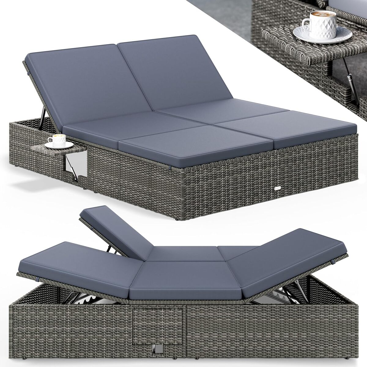 Test : chaise longue XL Casaria, bain de soleil 2 places en polyrotin