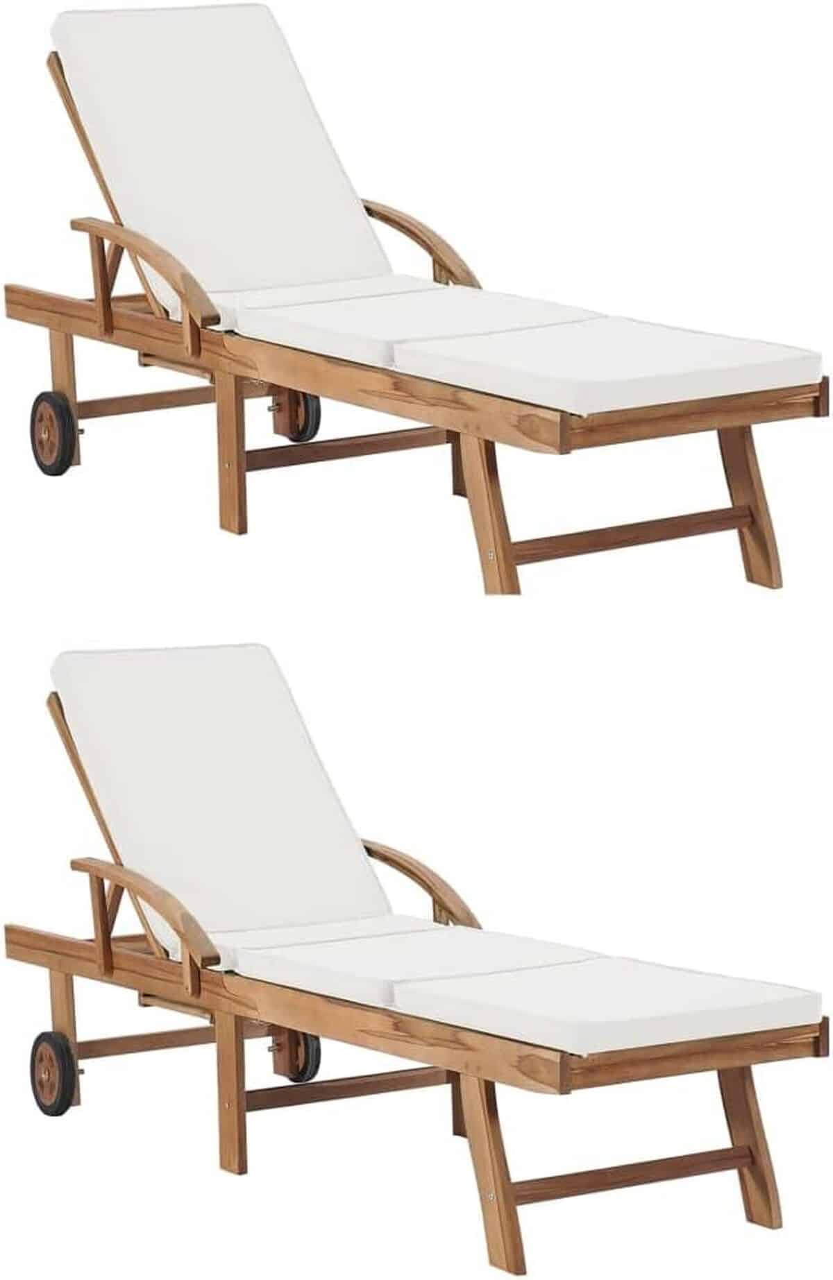 Test des chaises longues en teck VidaXL avec coussins