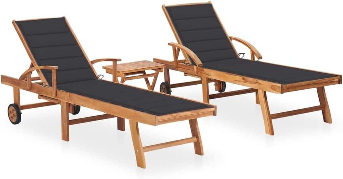 Test des chaises longues vidaXL en bois teck pour terrasse