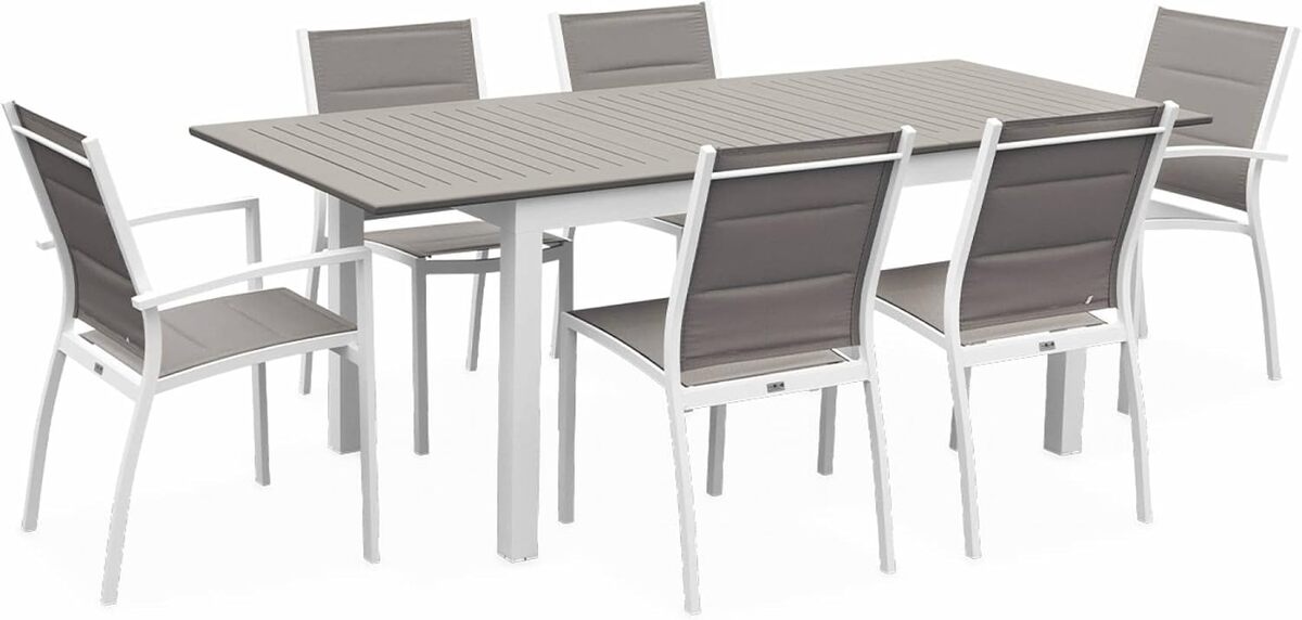 Test du salon Chicago 210 Taupe d'Alice's Garden : table extensible et 6 assises