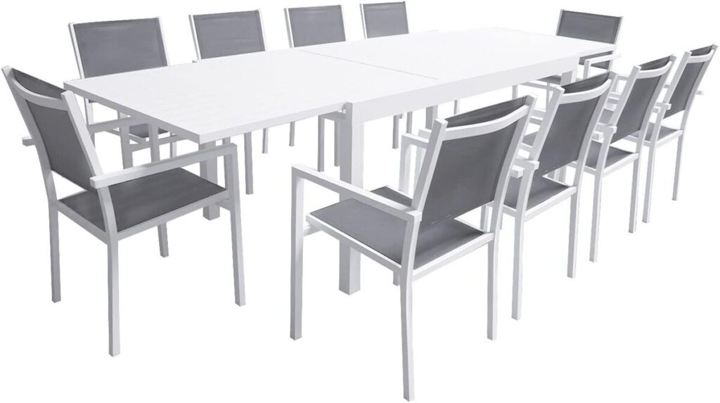 Test du salon de jardin extensible Venezia 10 places en aluminium blanc