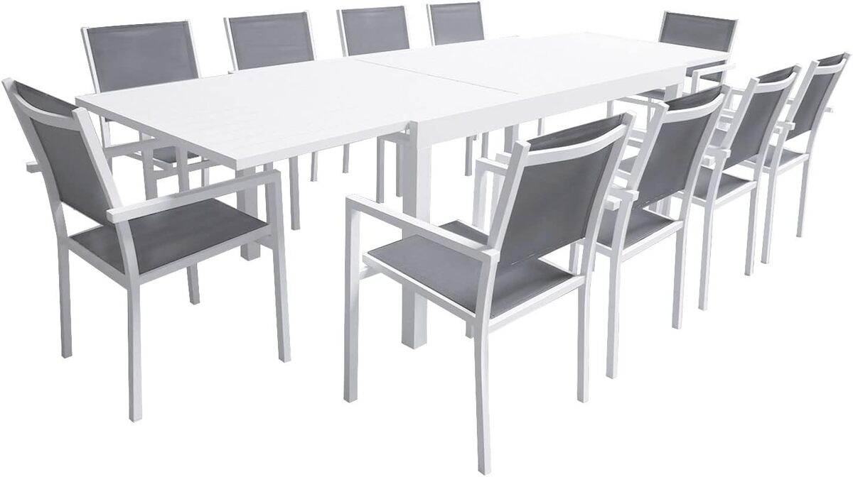 Test du salon de jardin extensible Venezia 10 places en aluminium blanc