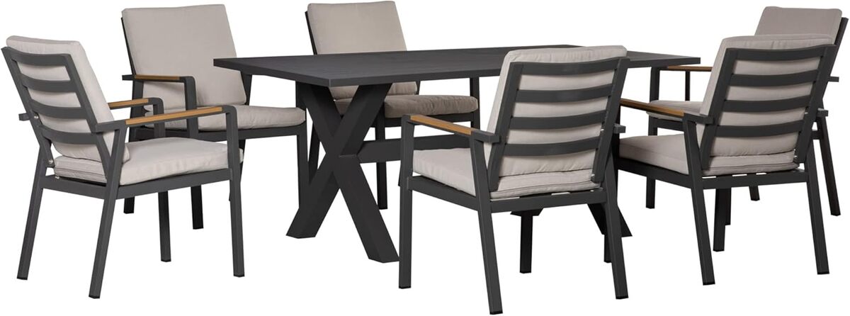 Test du salon de jardin Outsunny 6 pièces aluminium et bois noir