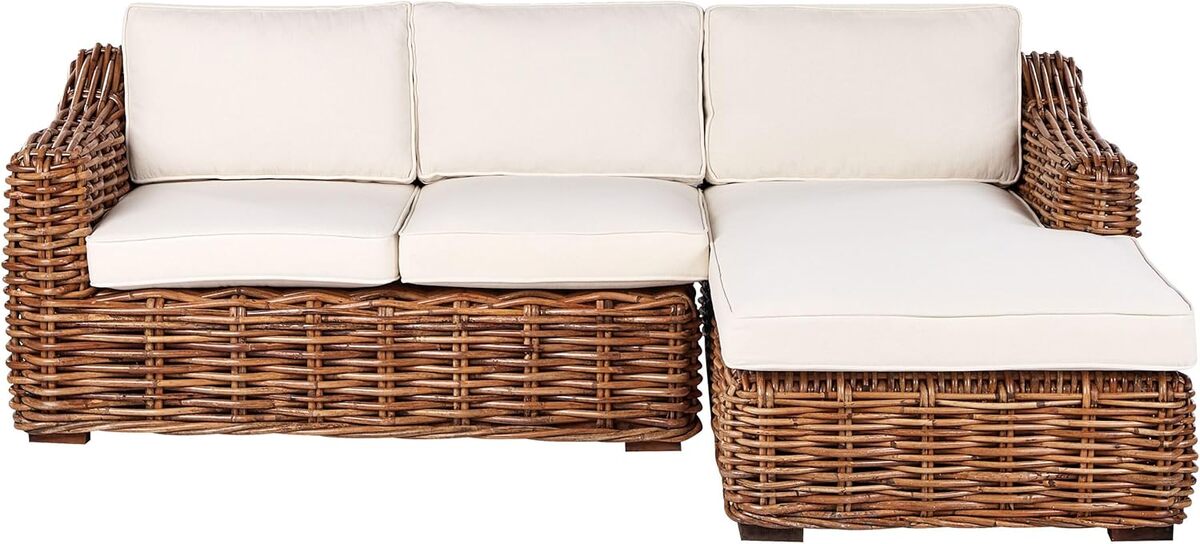 Test ensemble de jardin 3 places Boho Briatico en rotin naturel