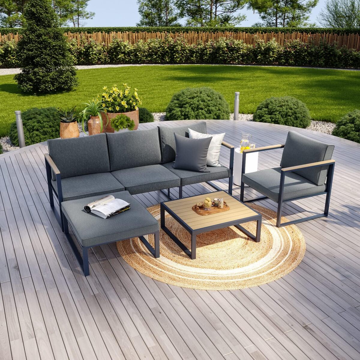 Test : salon de jardin Avril Paris Valence 5 places en aluminium et bois composite