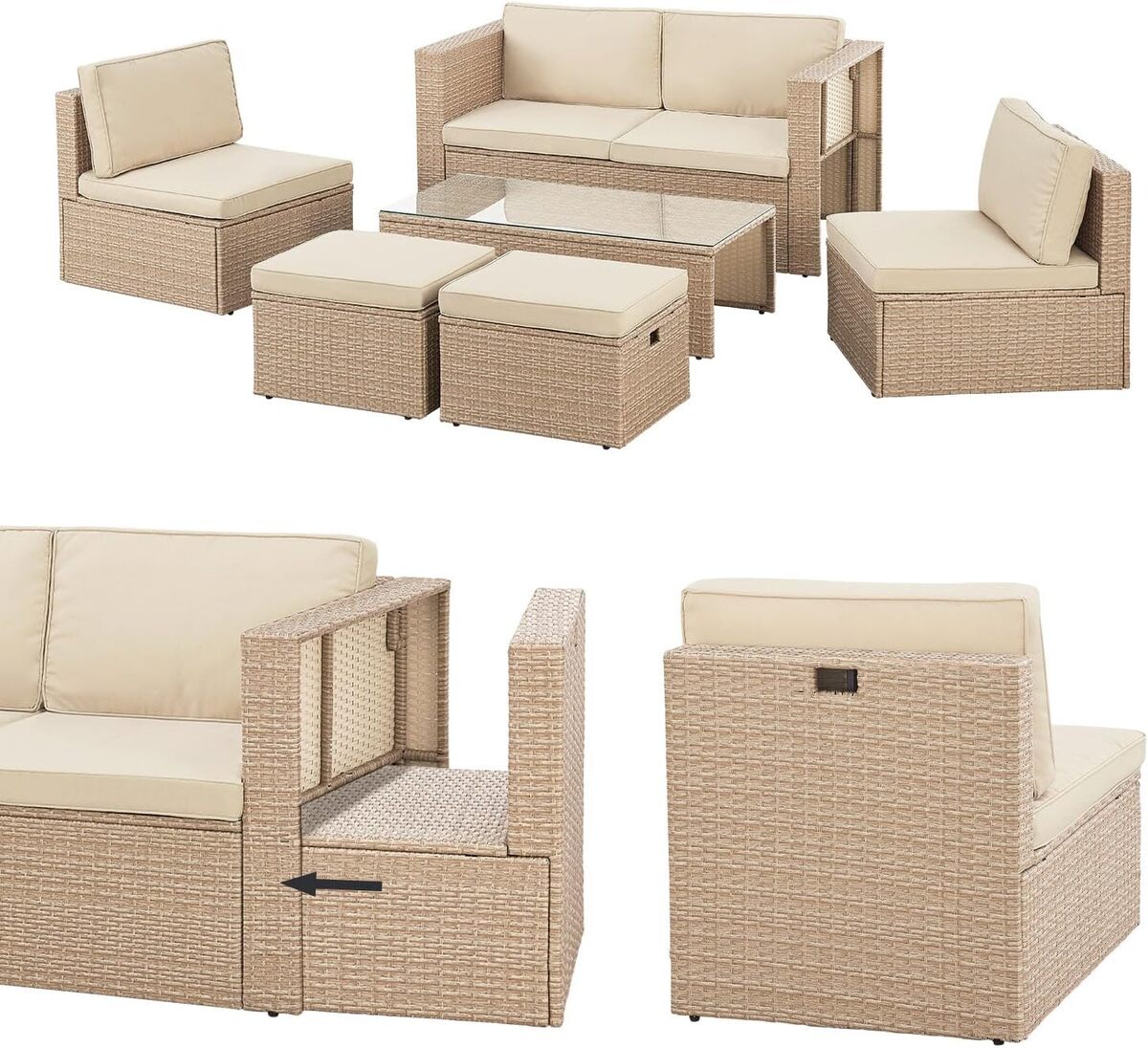 Test : salon de jardin Juskys Salou en polyrotin 6 places
