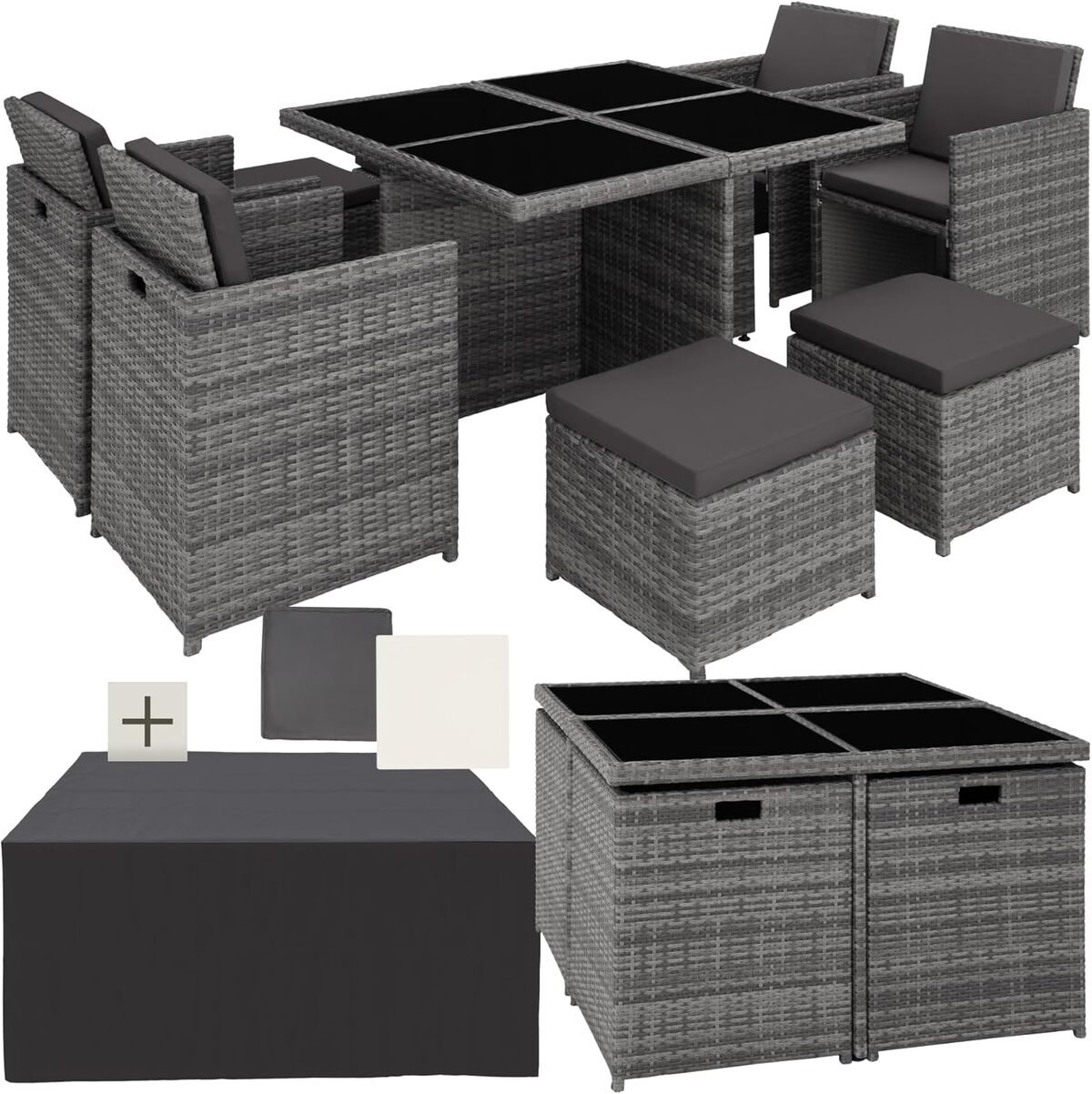 Test : salon de jardin TecTake® 8 places en poly rotin - gris