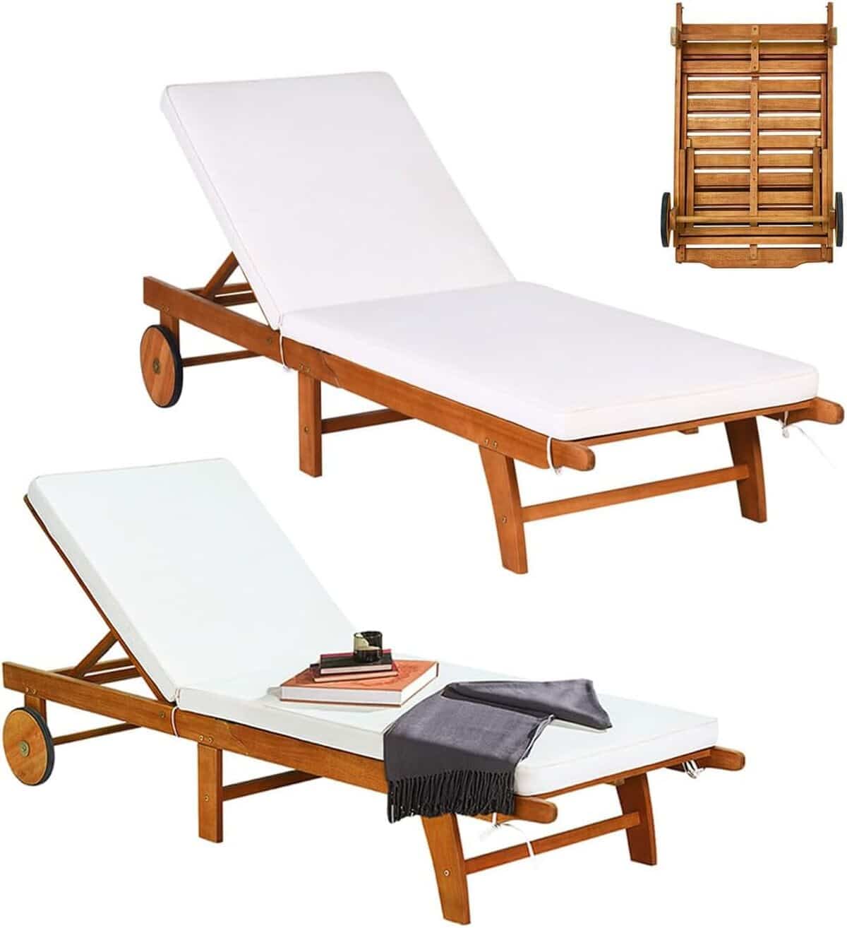 Test : transats pliants Goplus en bois d'eucalyptus avec dossier réglable
