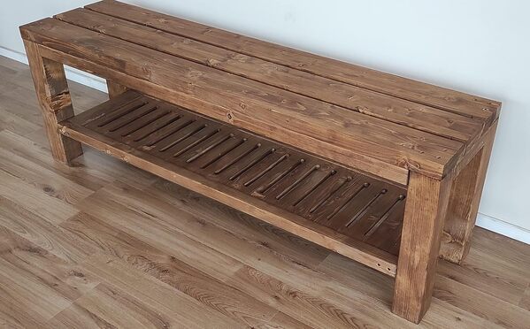 TOTAL WOOD 2012 Banc pour Chausser Banquette De Jardin en Bois Exterieur Interieur Balcon Terrasse Parc 150x38.5x50H également Disponible sur Mesure !