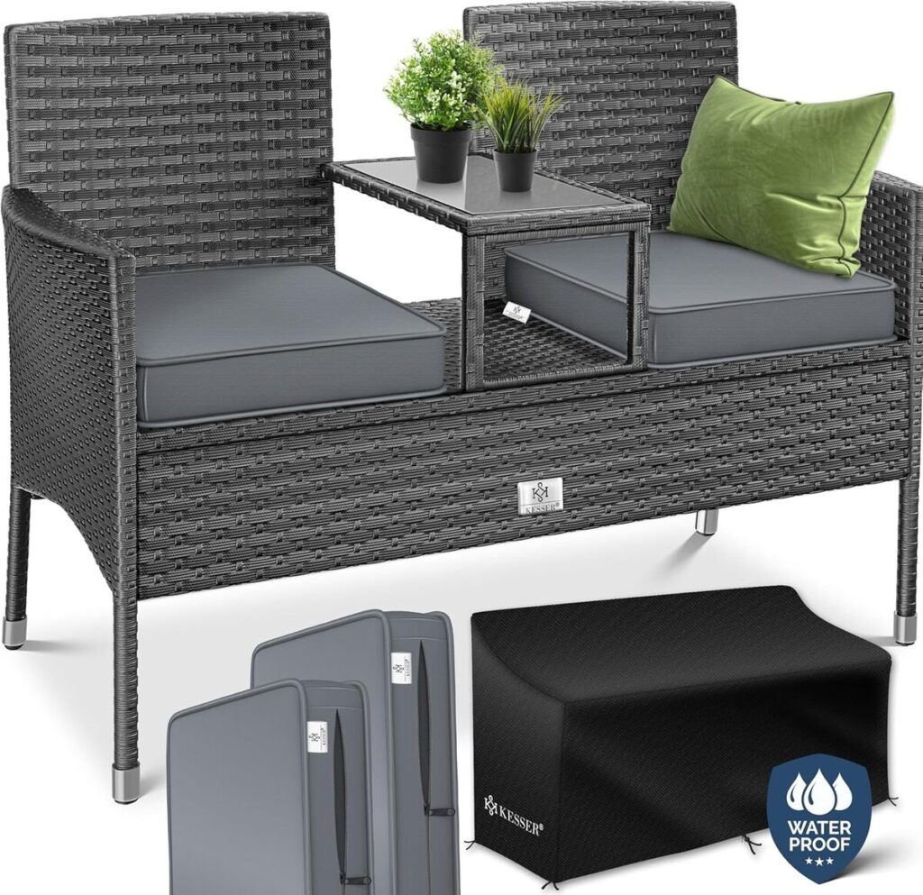 Avis sur le banc de jardin Kesser en rotin anthracite