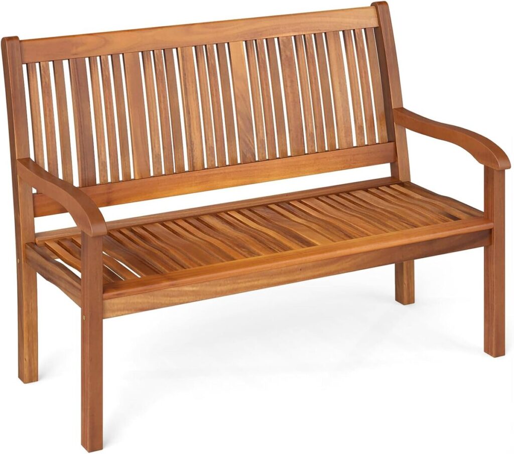 Test du banc de jardin en acacia Costway : confort et robustesse