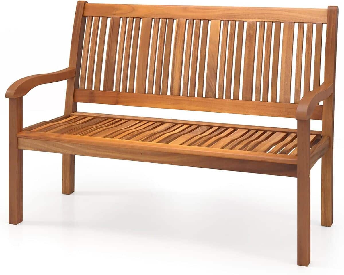 Test du banc de jardin en bois d'acacia Goplus : élégance et confort pour votre extérieur