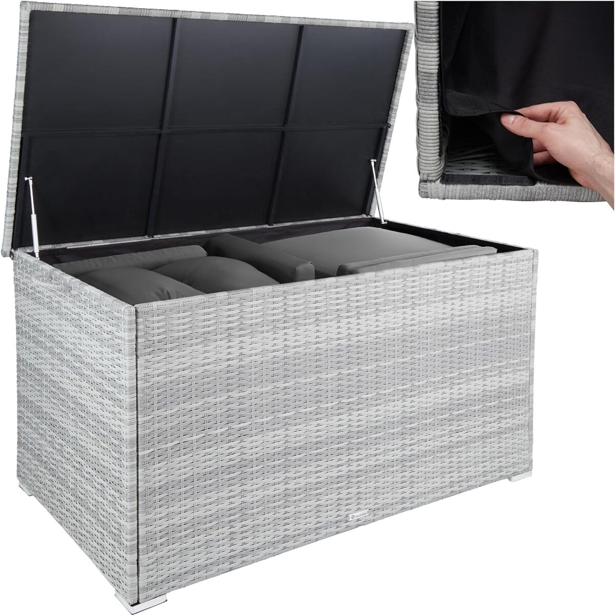 Test du coffre à coussins 750 L TecTake : rangement jardin idéal