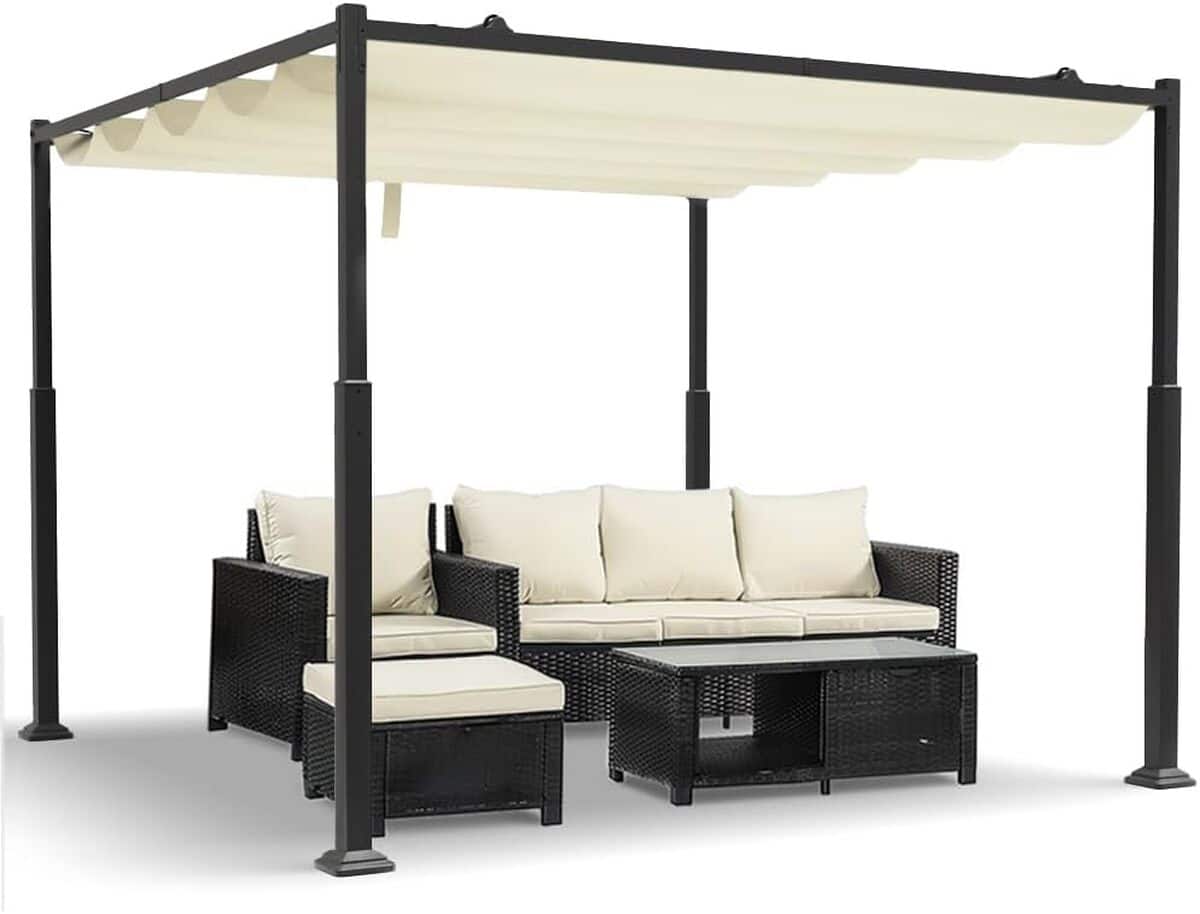Test : pergola rétractable VOUNOT® 3x3m en beige foncé