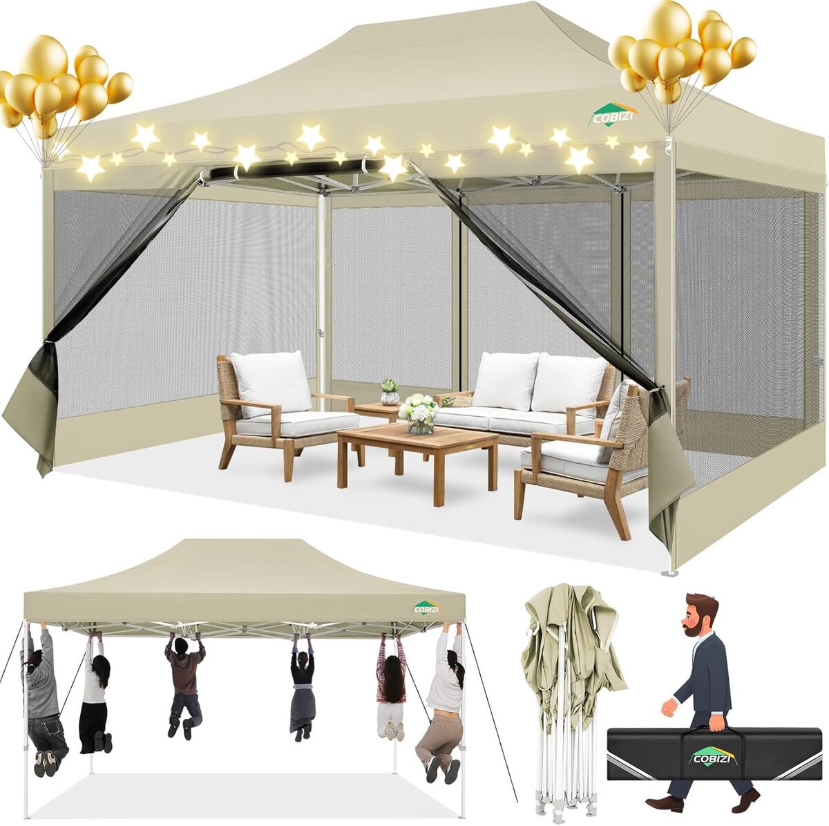 Test : tonnelle Barnum pliant COBIZI 3x4, 5m, robuste avec moustiquaire