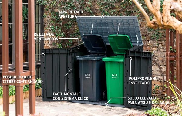 KETER Abri Horizontal Range Poubelle SIO Nova - 880 litres - Noir