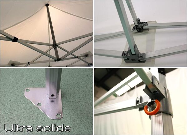 ACTIEXPRESS Tente Pliante Barnum Pliant Tonnelle Pro 3X6 en Aluminium 55mm Toit 380g/m² PVC tonnelle marché Barnum Festival Gazebo Robuste Sac Transport Roulette Anti-UV Classement Feu M2 Blanc