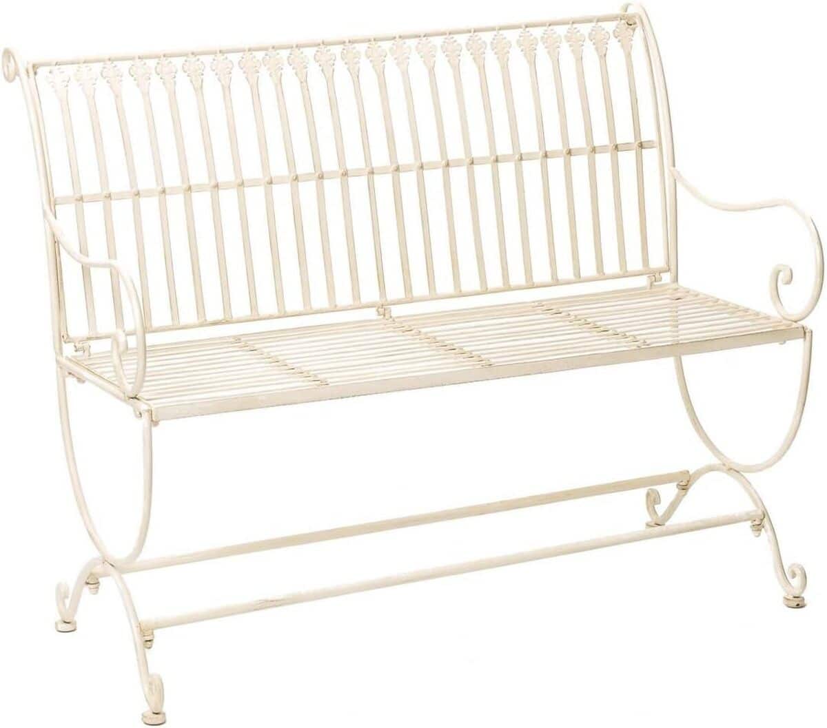 Avis sur le banc aubaho en fer forgé style antique blanc, motif fleur de lys