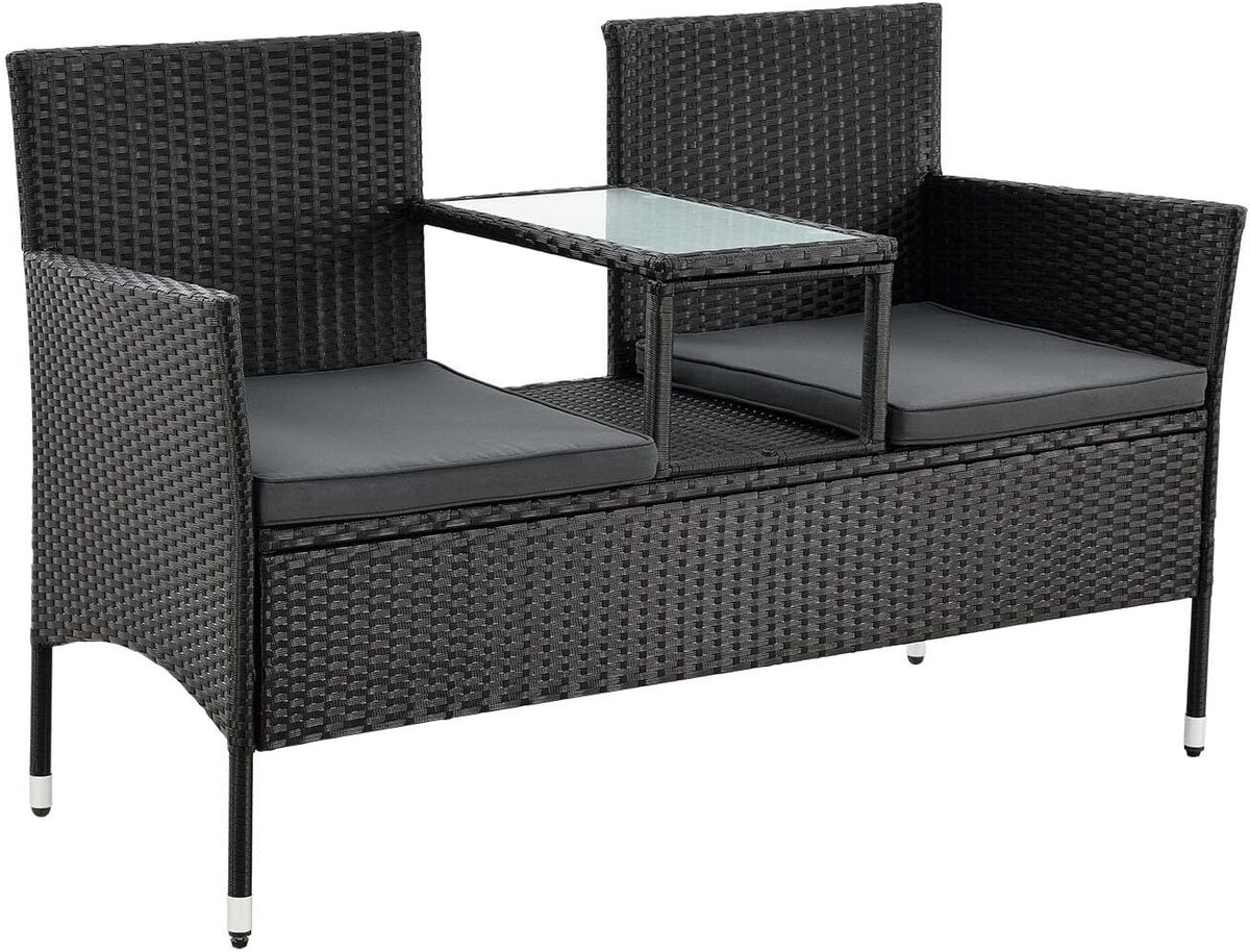 Test : banquette de jardin Juskys Monaco en polyrotin noir