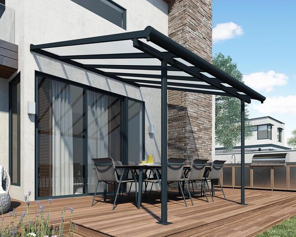 Canopia by Palram Pergola Sierra 3X3.05 en Aluminium Et Polycarbonate, Moderne & Élégante, pour Couvrir Une Terrasse Toute L’année (Gris Transparent)