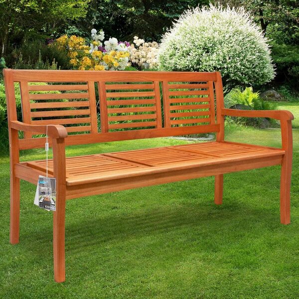 Casaria Banc de jardin en bois résistant aux intempéries certifié FSC - Charge maximale : 480 kg - Accoudoir 3 places - Dossier 153 x 60 cm - Pour jardin, balcon, balcon - Marron eucalyptus