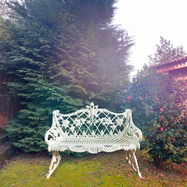 Banc blanc Meubles en aluminium extérieur et jardin, résistant, fabrication artisanale européenne (balcon)