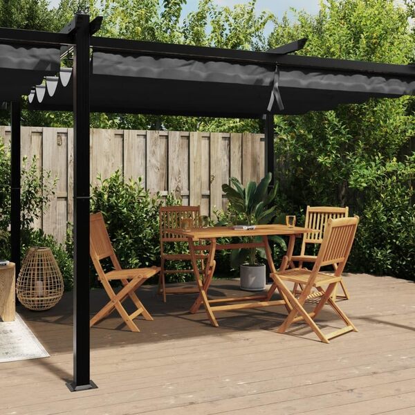 vidaXL Tonnelle avec Toit rétractable Anthracite 3x6 m Aluminium, tonnelle de Jardin, tonnelle de Patio, pavillon de Jardin, tonnelle d'extérieur