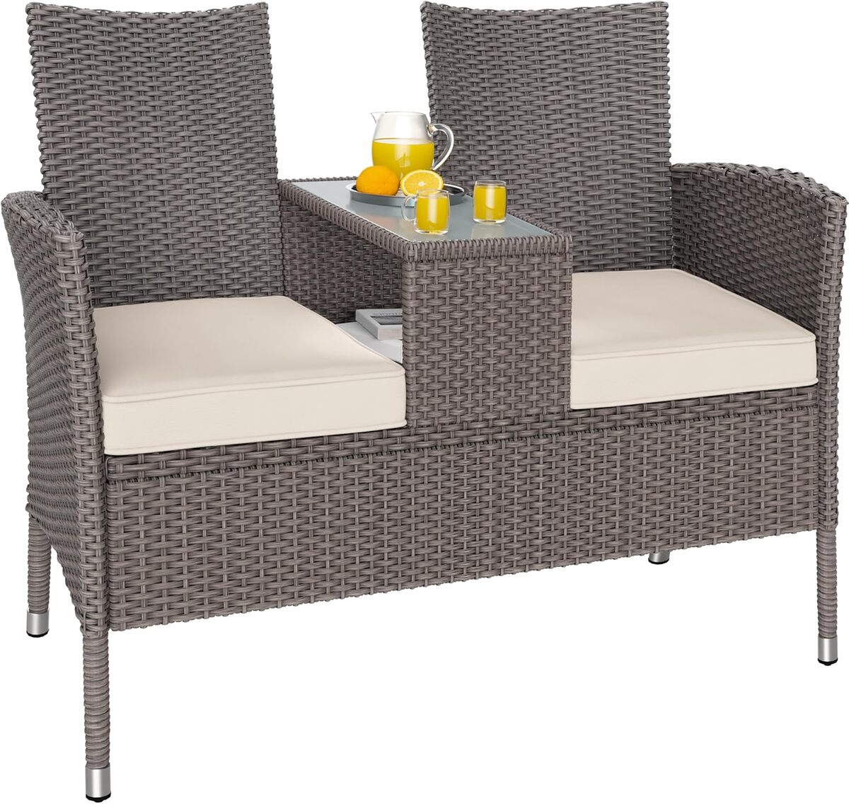 Test : banc de jardin 2 places avec table en polyrotin