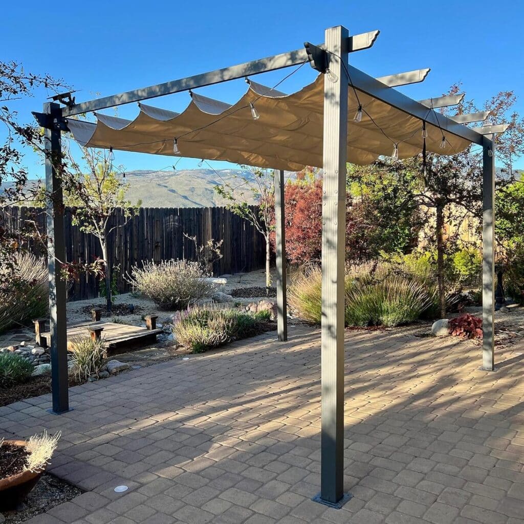 Test de la pergola Purple Leaf 4 x 3, 2 m en aluminium