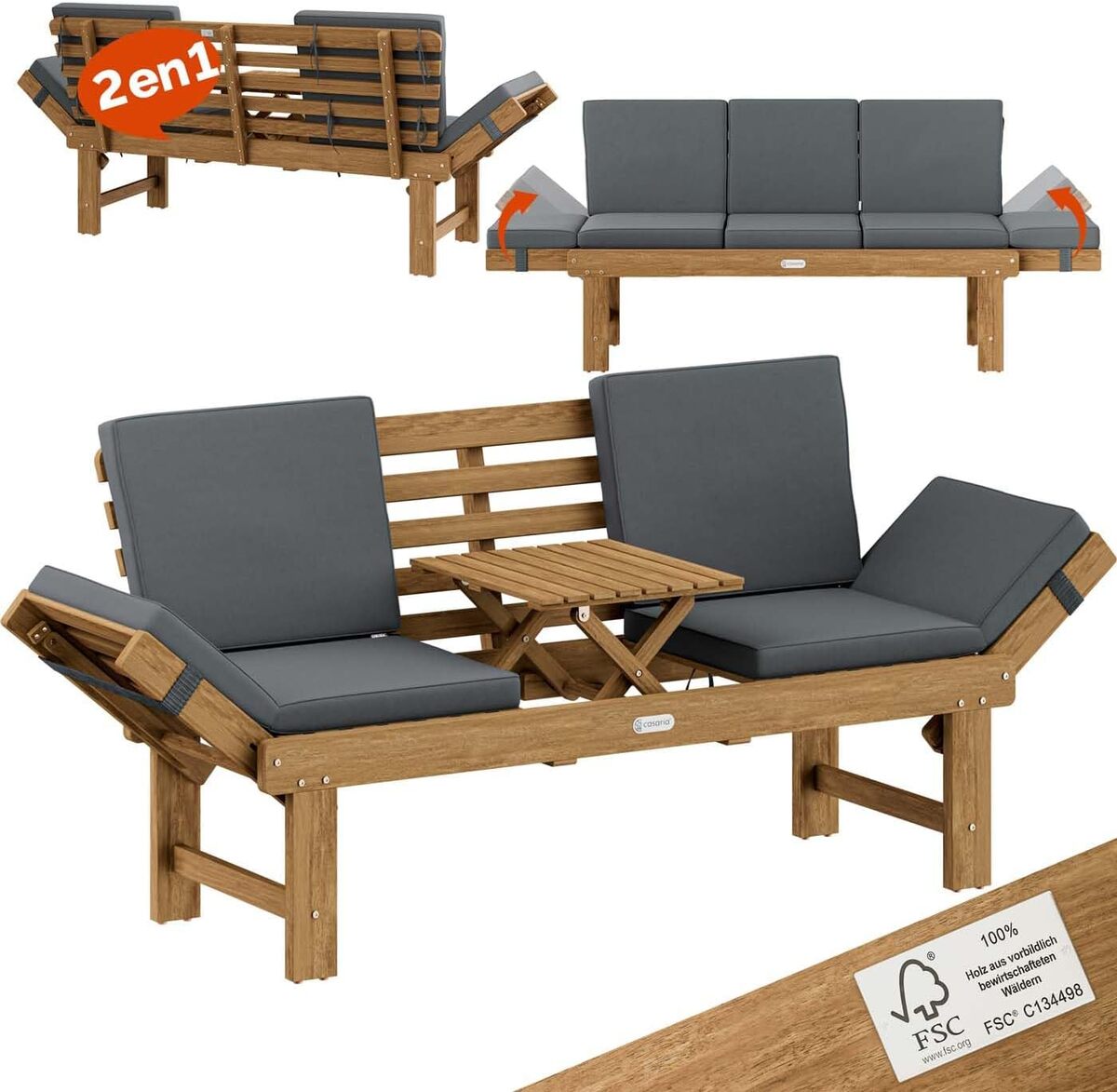 Test du banc de jardin pliable Casaria 3 places