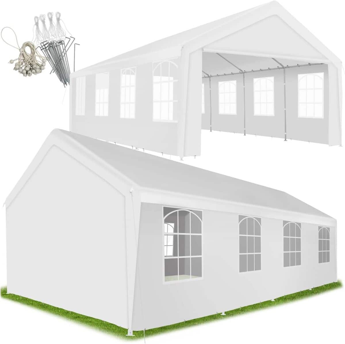 Test du pavillon pliant tectake 4x8m avec fenêtres